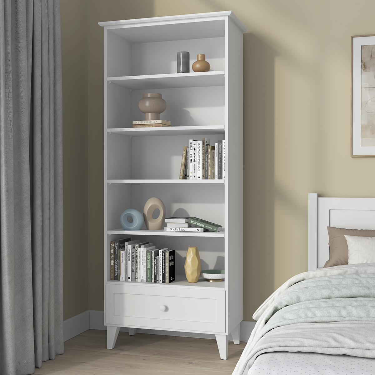 Wooden shelf 1S 80 Scandi white