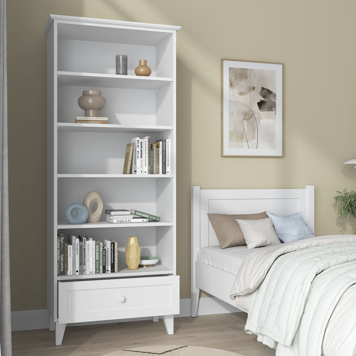 Wooden shelf 1S 80 Scandi white