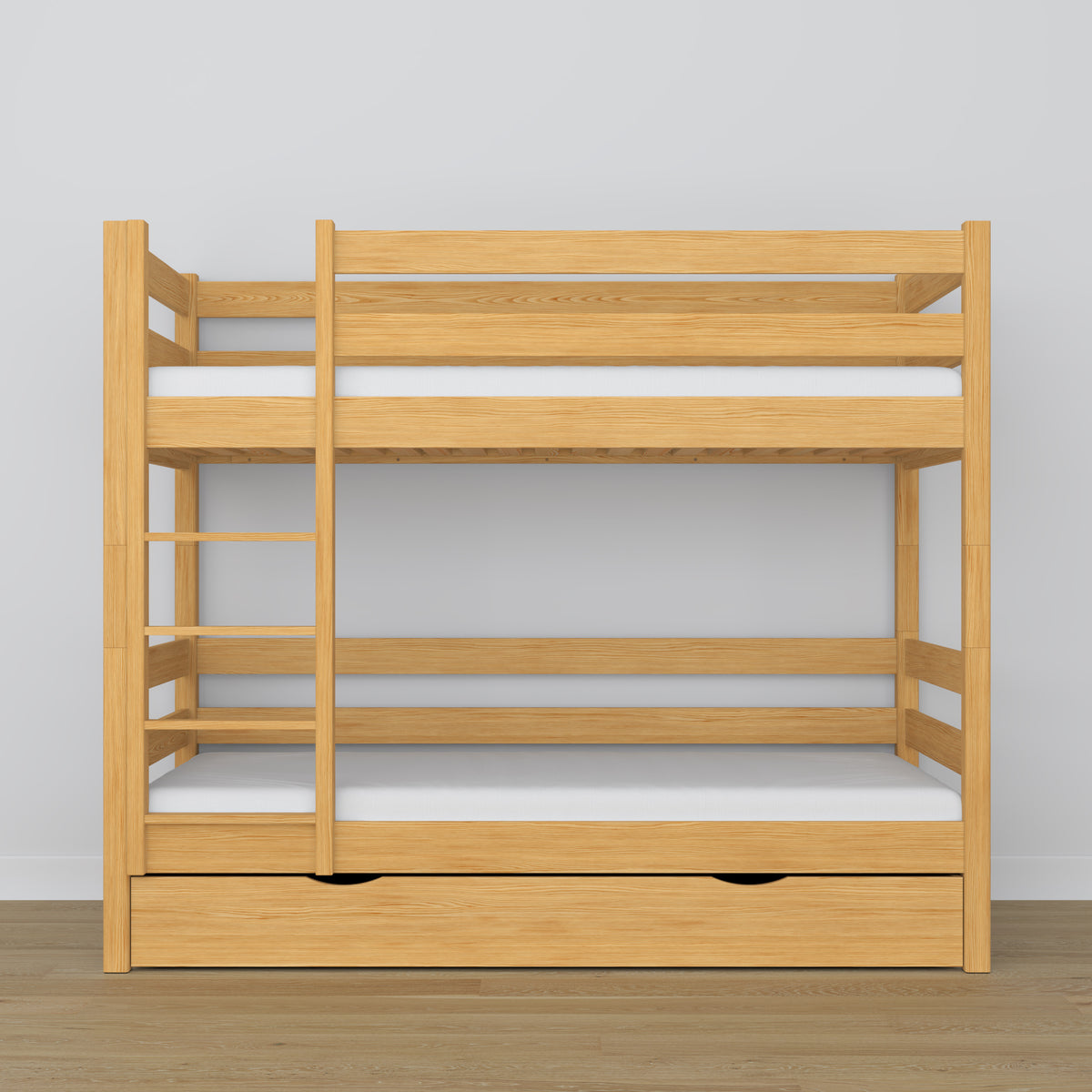 Łóżko piętrowe z szufladą N01 sosna naturalna – dodatkowy widok, ekologiczne drewno