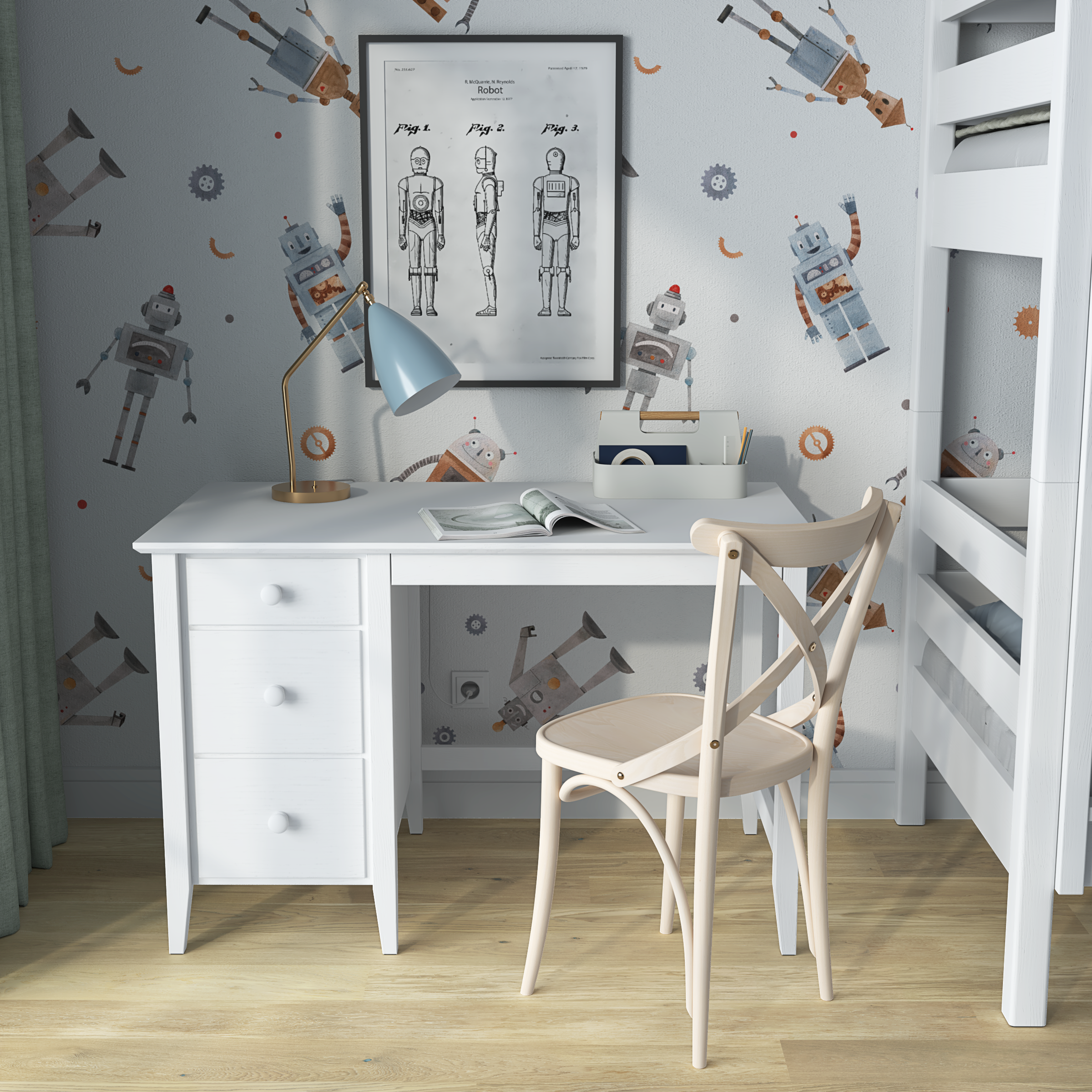 Wooden desk 3S Scandi white