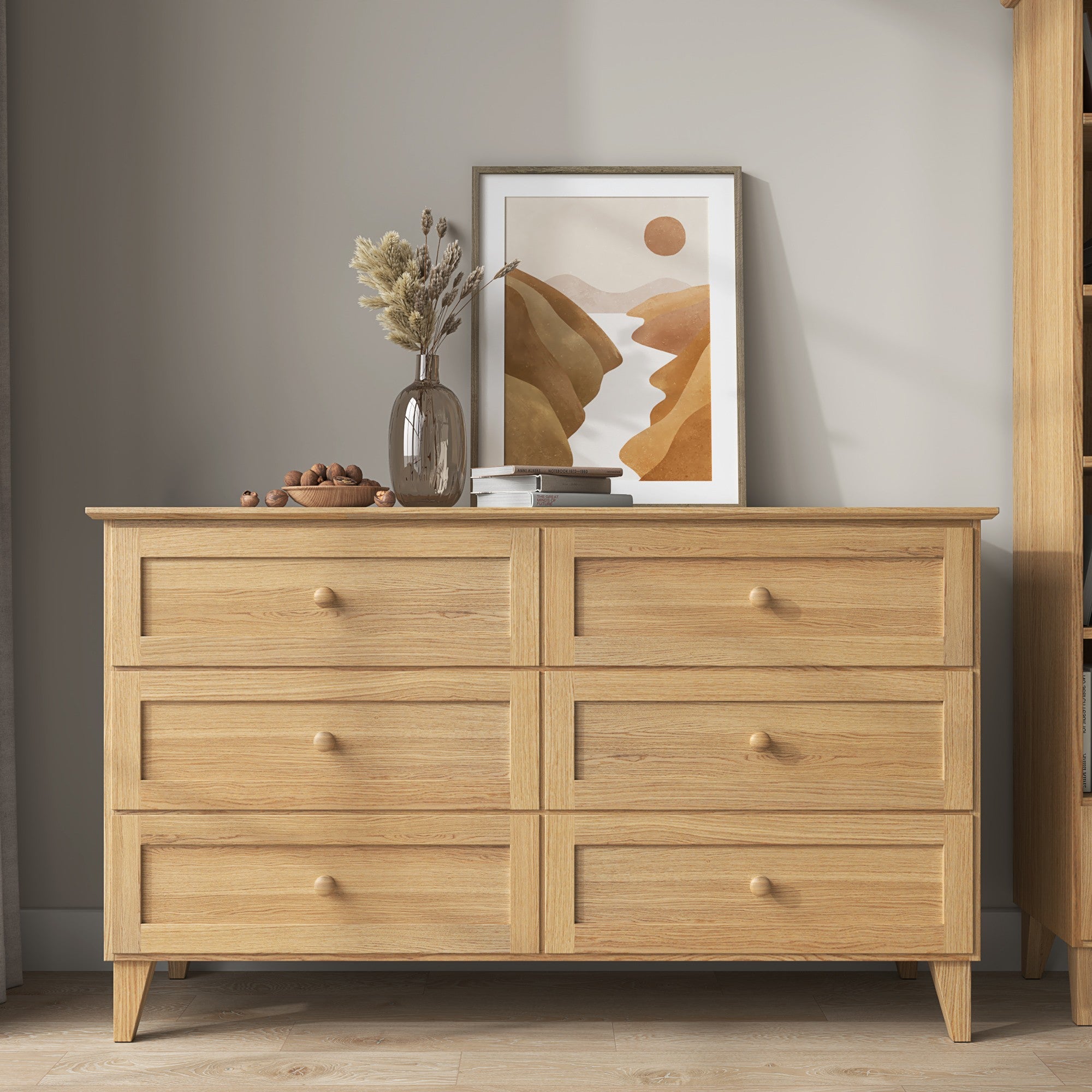 Oak chest of drawers 6S 154 Scandi oak natural