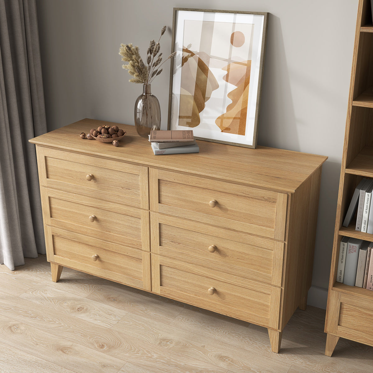 Oak chest of drawers 6S 154 Scandi oak natural