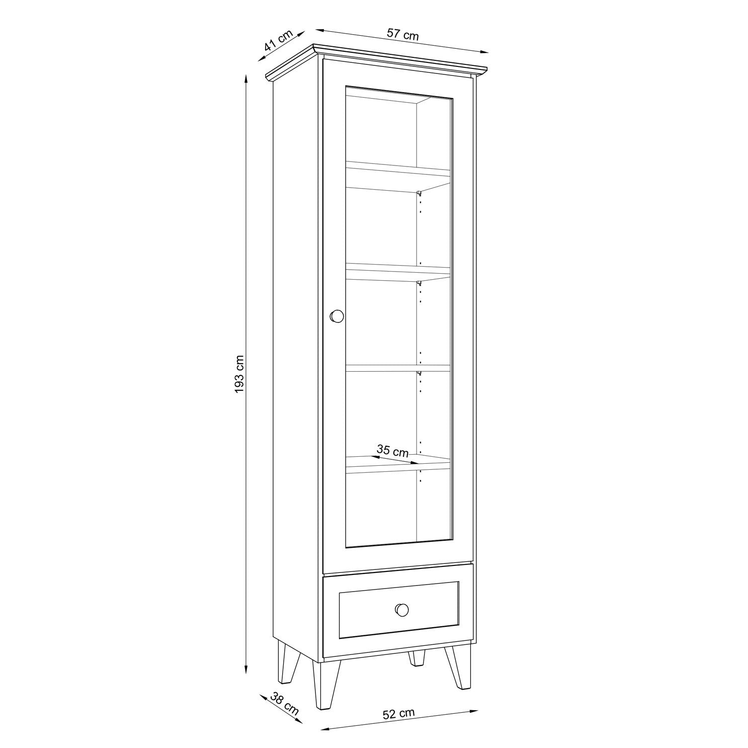 Pine display cabinet 1S 57 Scandi clear pine