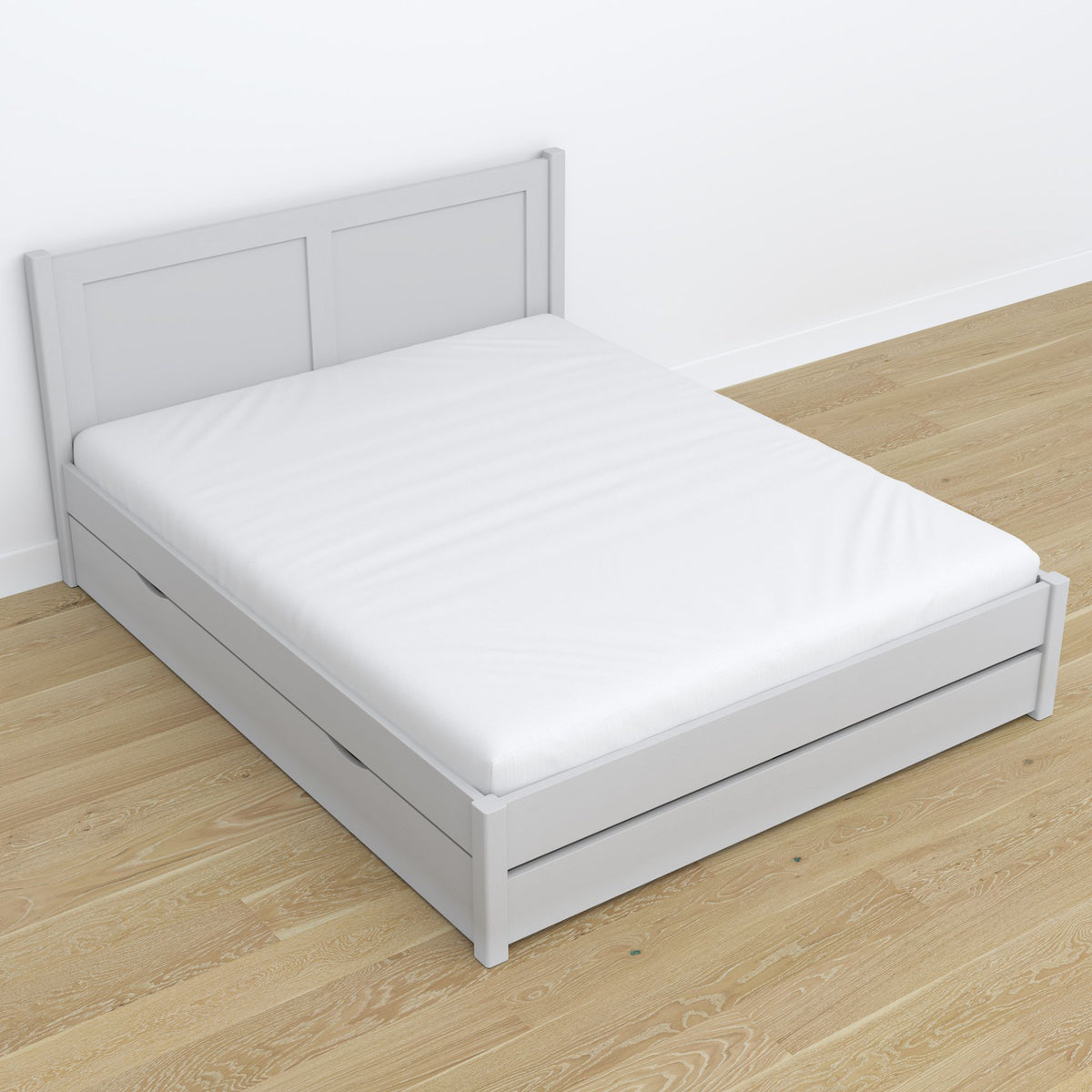 Wooden double bed with drawer N02 grey