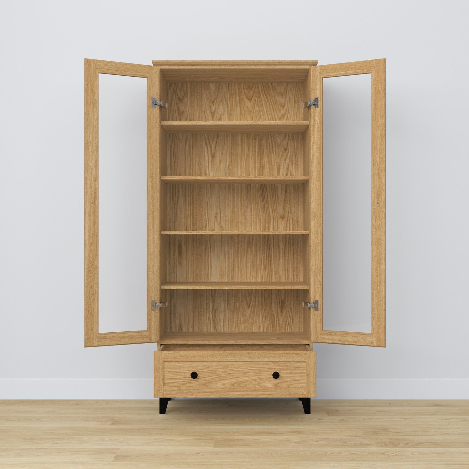 Oak display cabinet 1S 90 Scandi oak natural / black