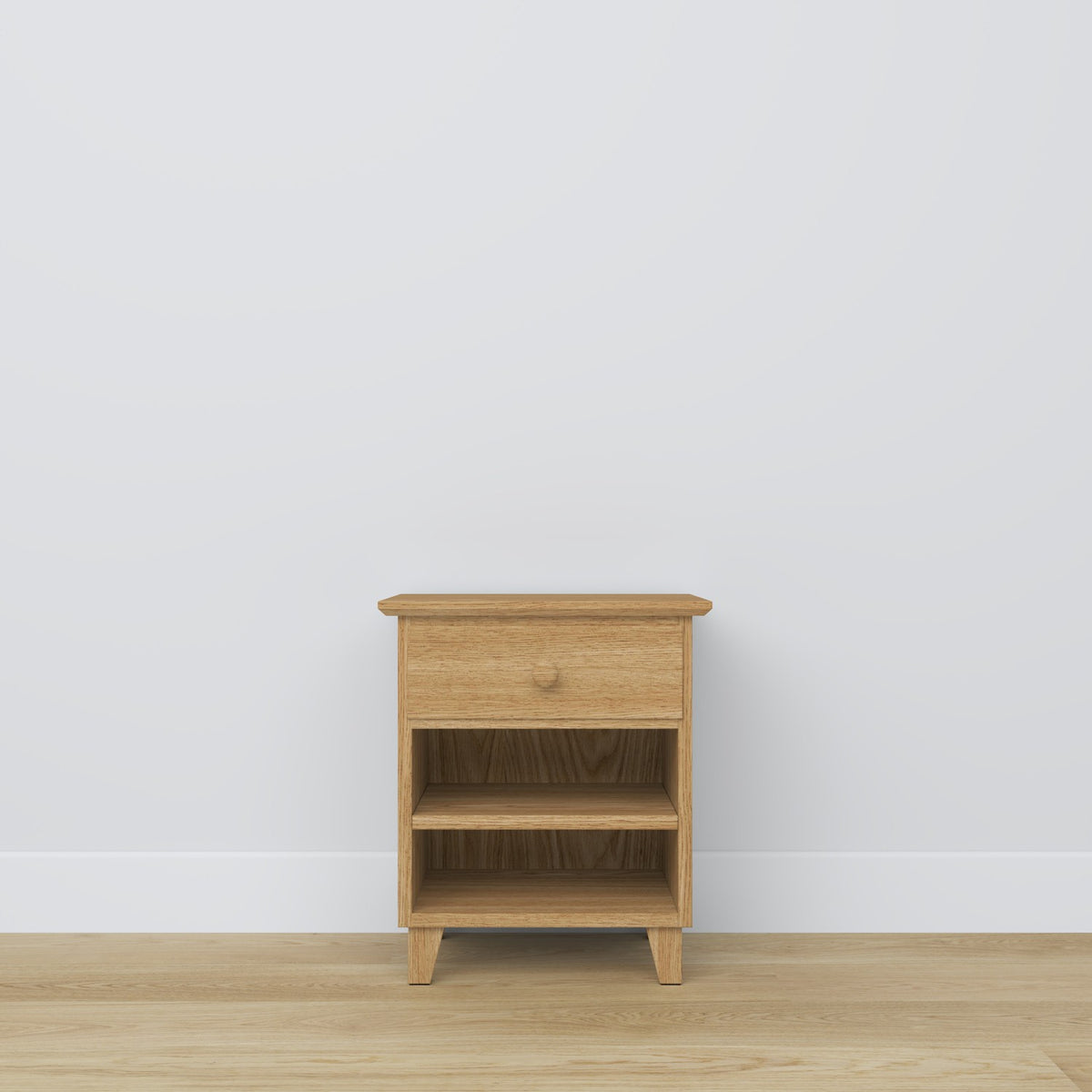 Oak bedside table 1S N02 Scandi oak natural