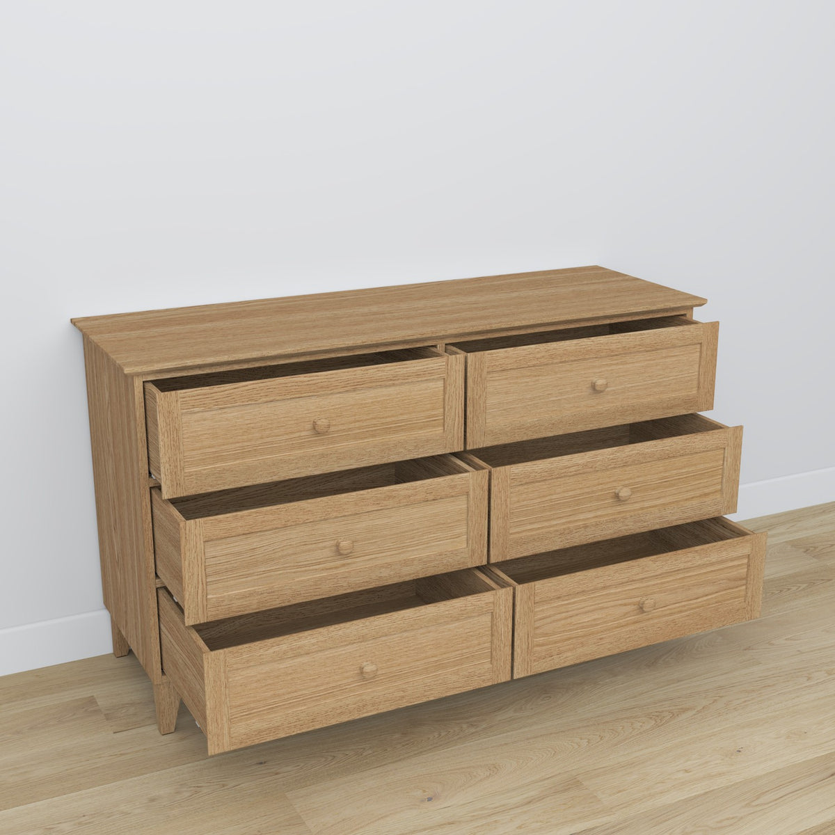 Oak chest of drawers 6S 154 Scandi oak natural