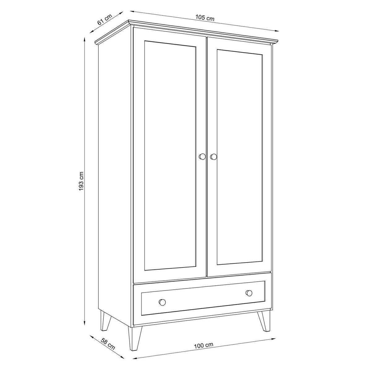 Oak wardrobe 2D1S Scandi oak bleached