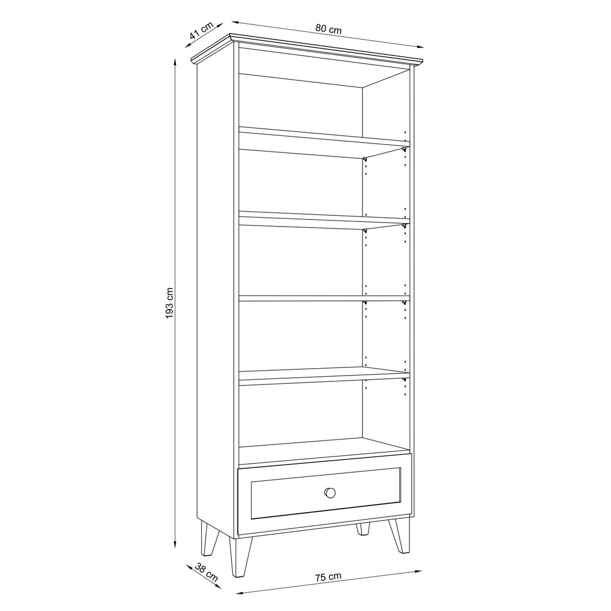 Oak shelf 1S 80 Scandi oak natural / black