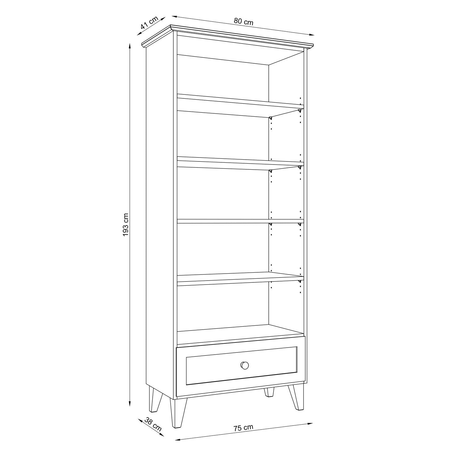 Oak shelf 1S 80 Scandi oak natural / black