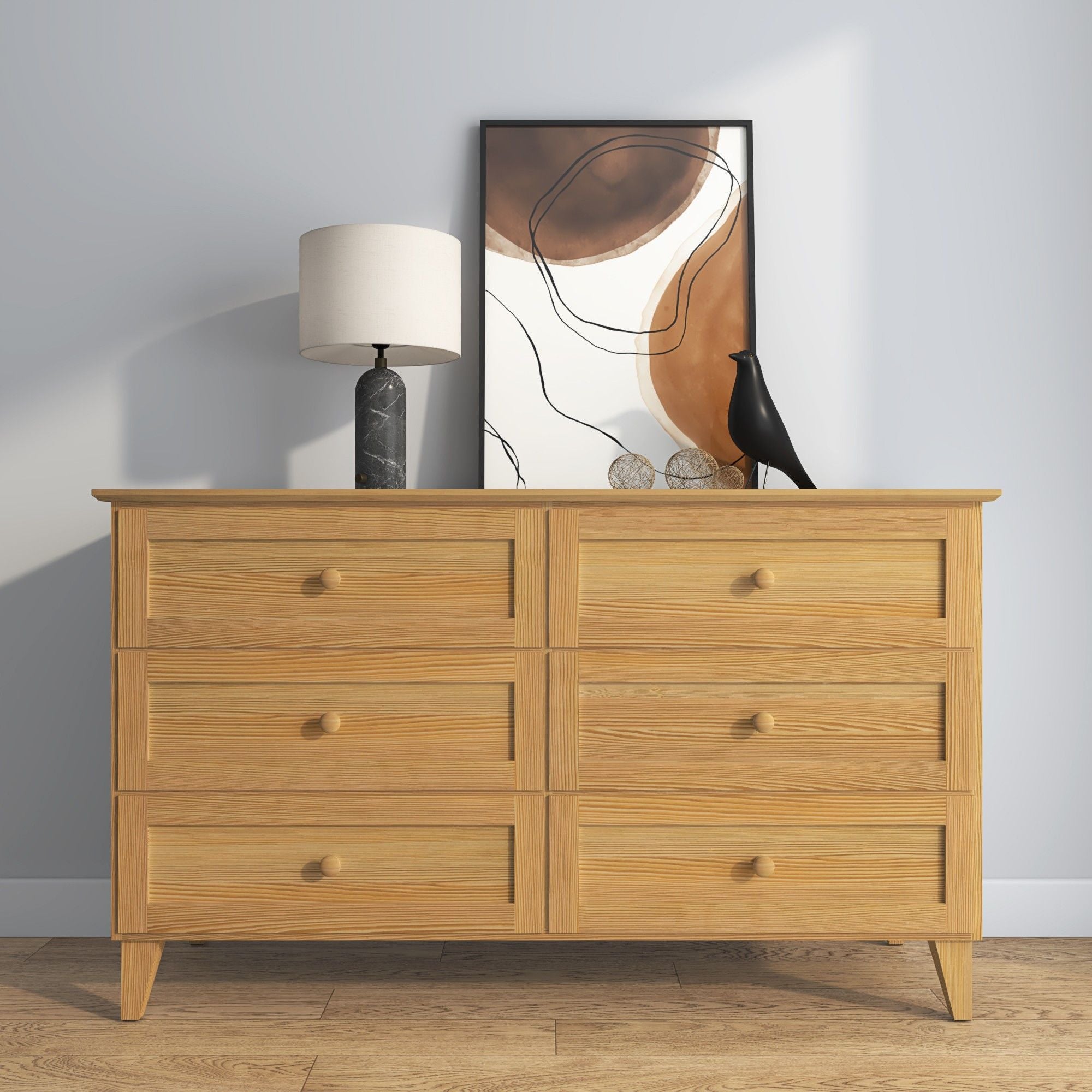 Pine chest of drawers 6S 154 Scandi natural pine