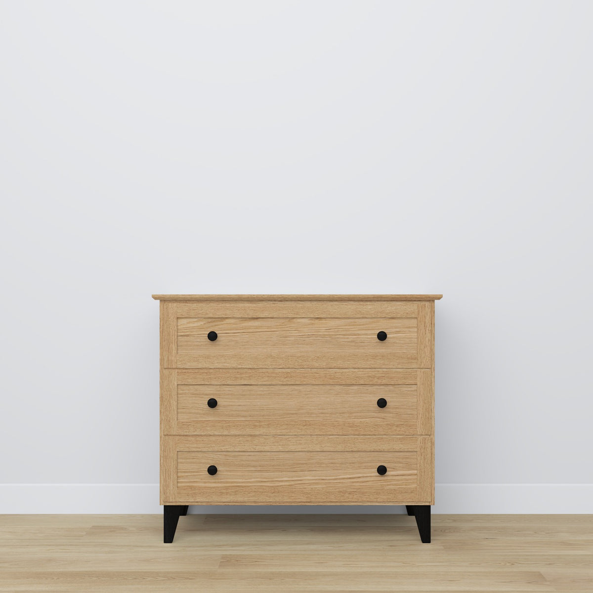 Oak chest of drawers 3S 105 Scandi oak natural / black