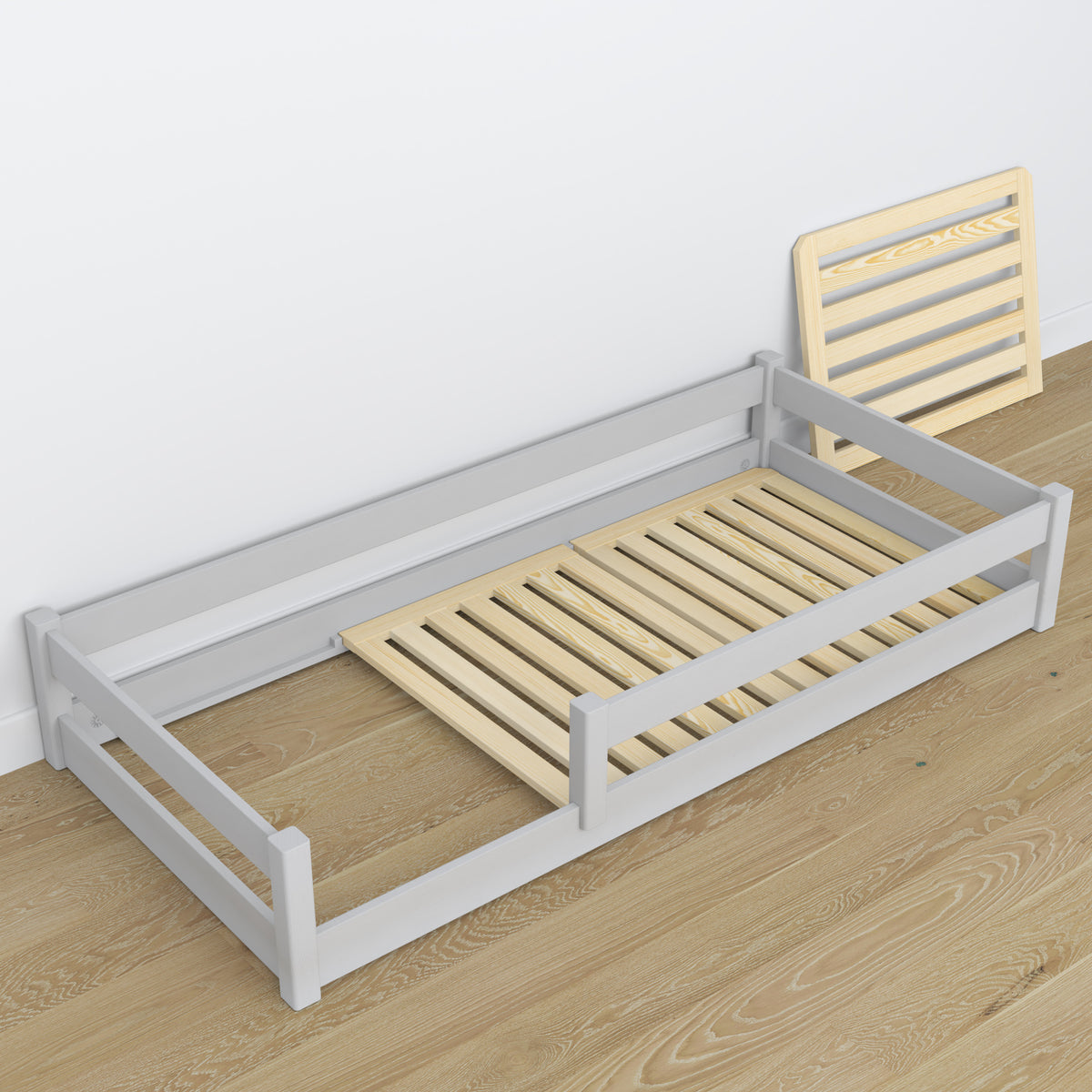 Wooden low bed N02 grey