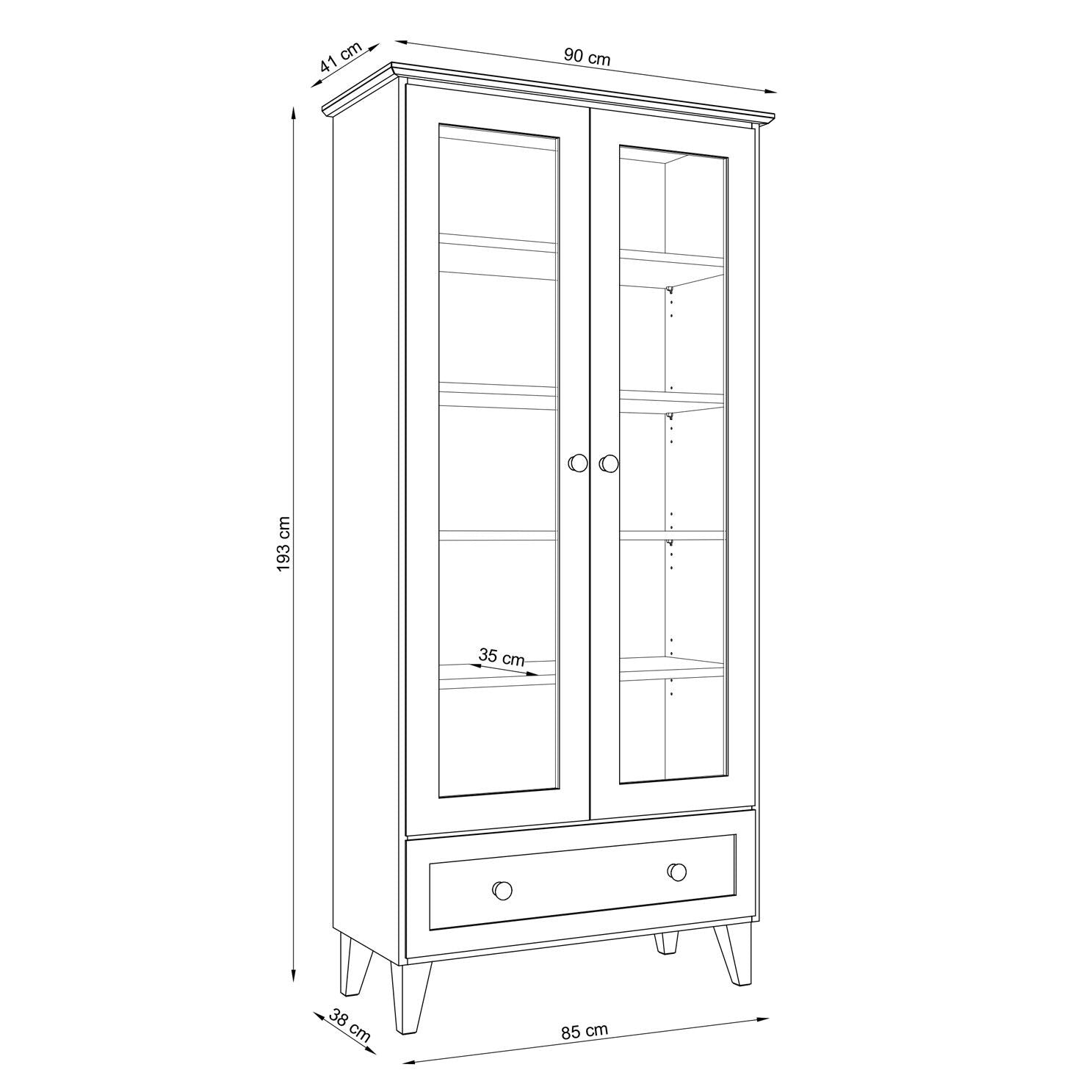 Wooden display cabinet 1S 90 Scandi grey