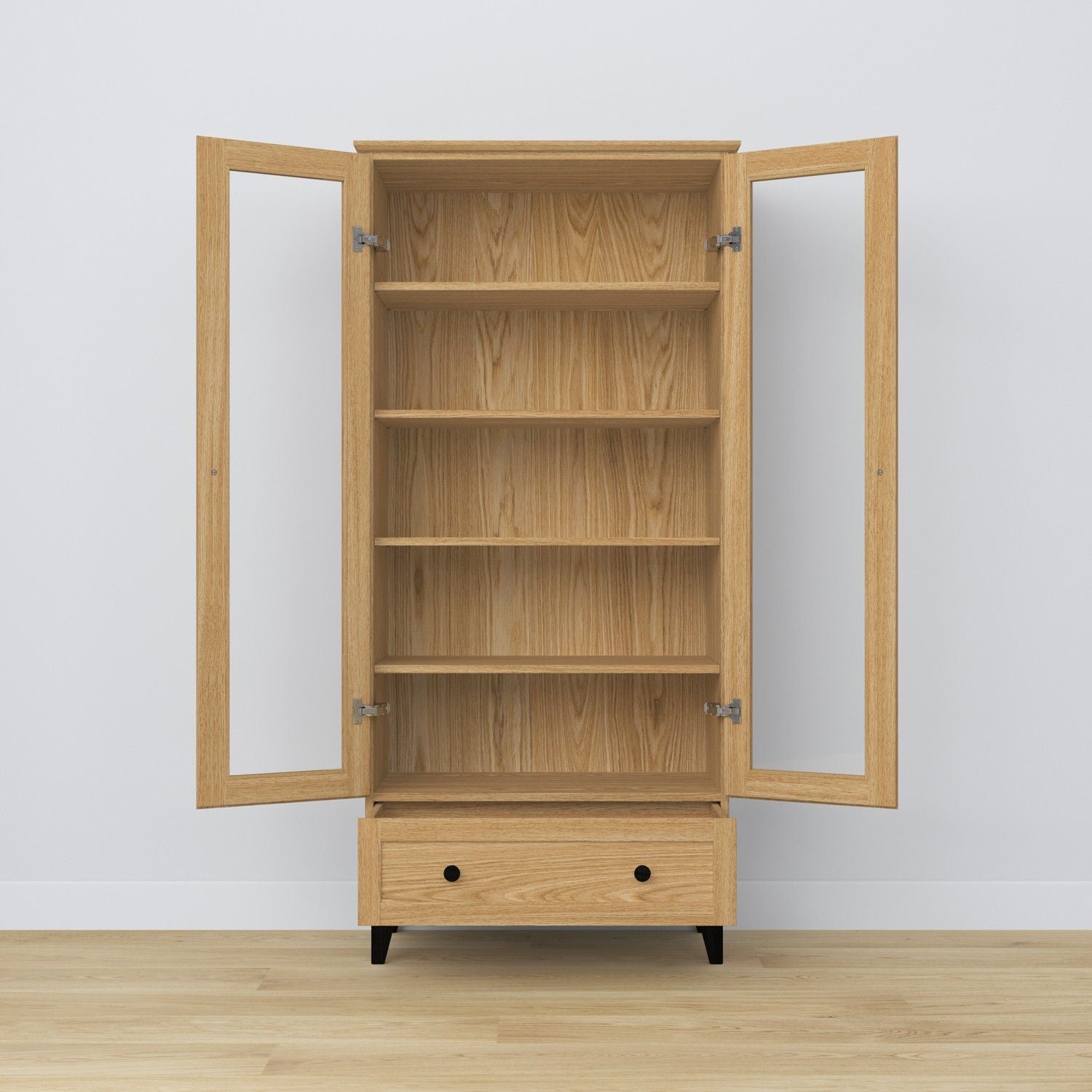 Oak display cabinet 1S 90 Scandi oak natural / black