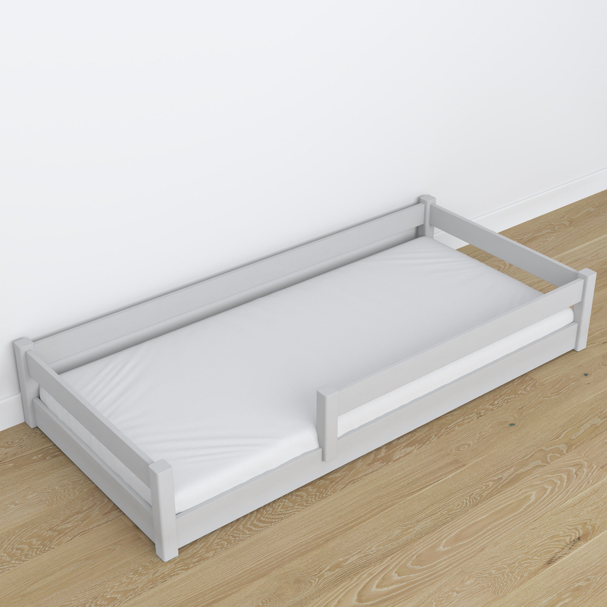 Wooden low bed N02 grey