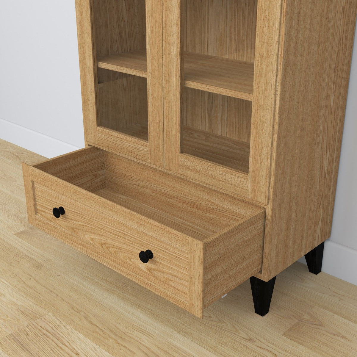 Oak display cabinet 1S 90 Scandi oak natural / black