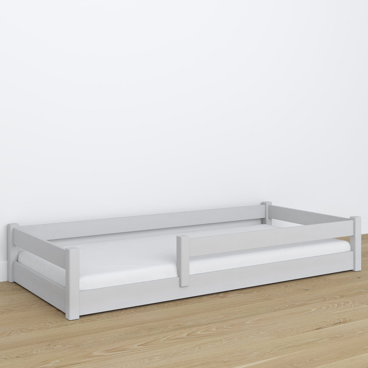 Wooden low bed N02 grey