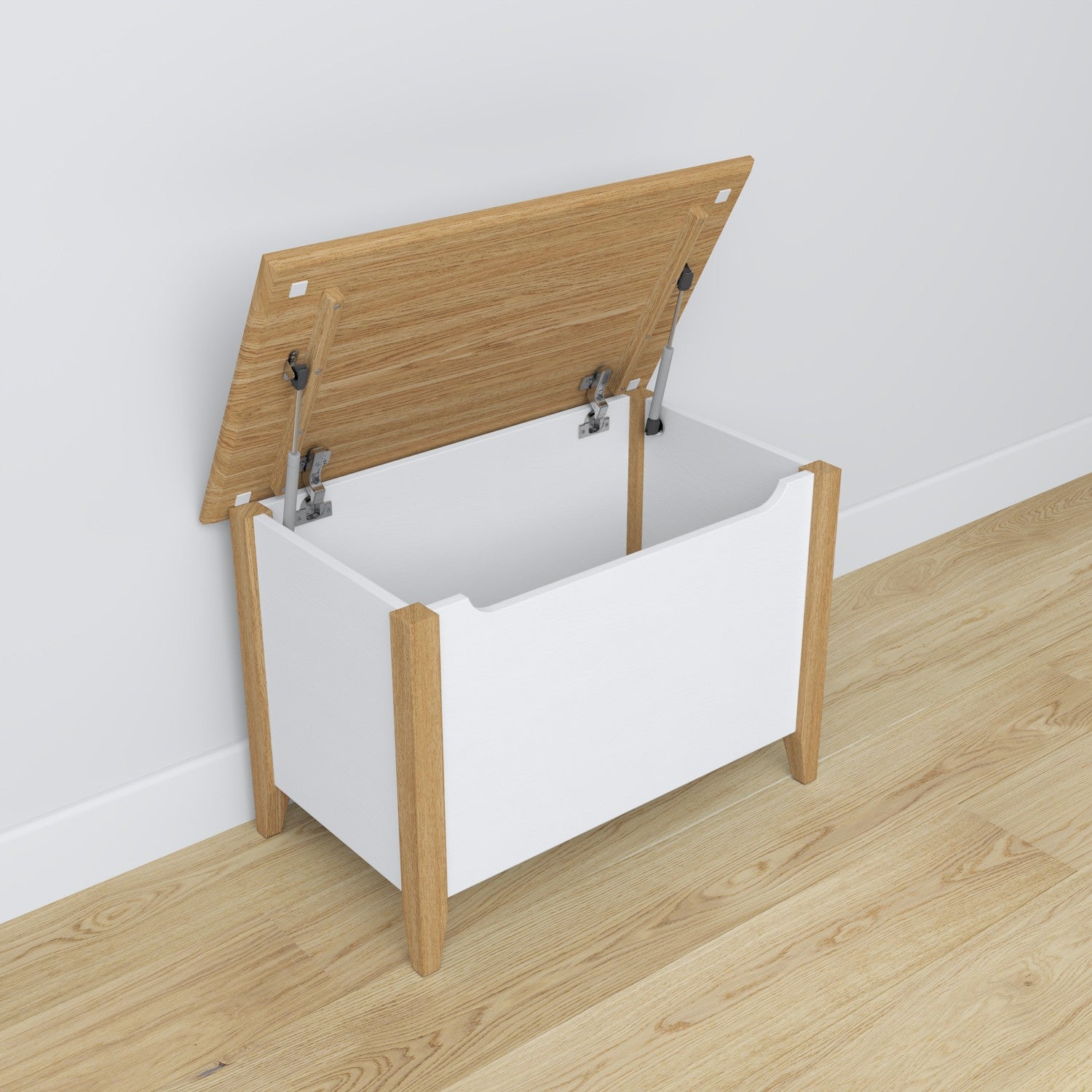 Wooden chest Scandi white / natural oak