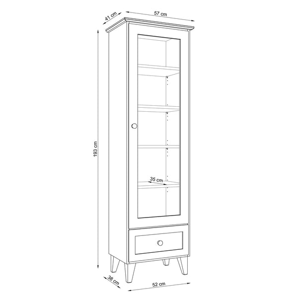 Oak display cabinet 1S 57 Scandi oak bleached