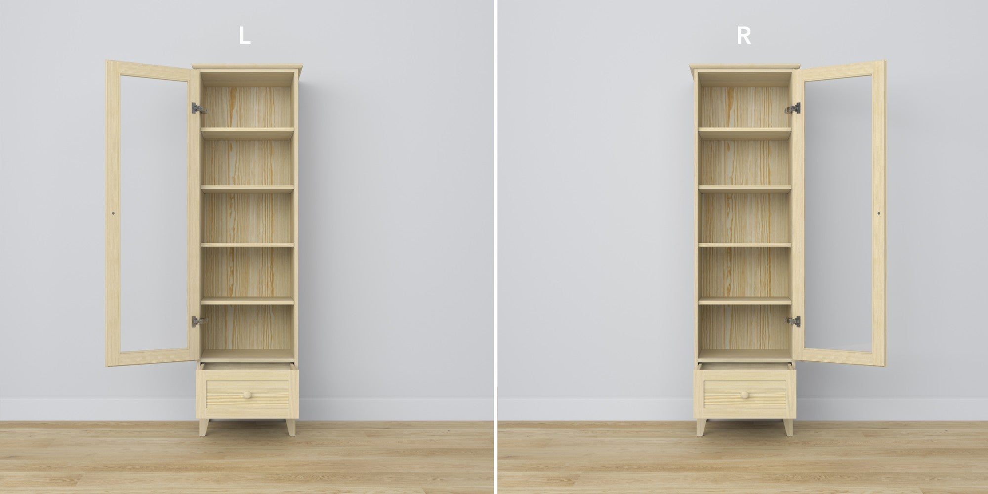 Pine display cabinet 1S 57 Scandi clear pine