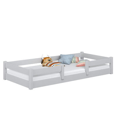 Wooden low bed N01 grey
