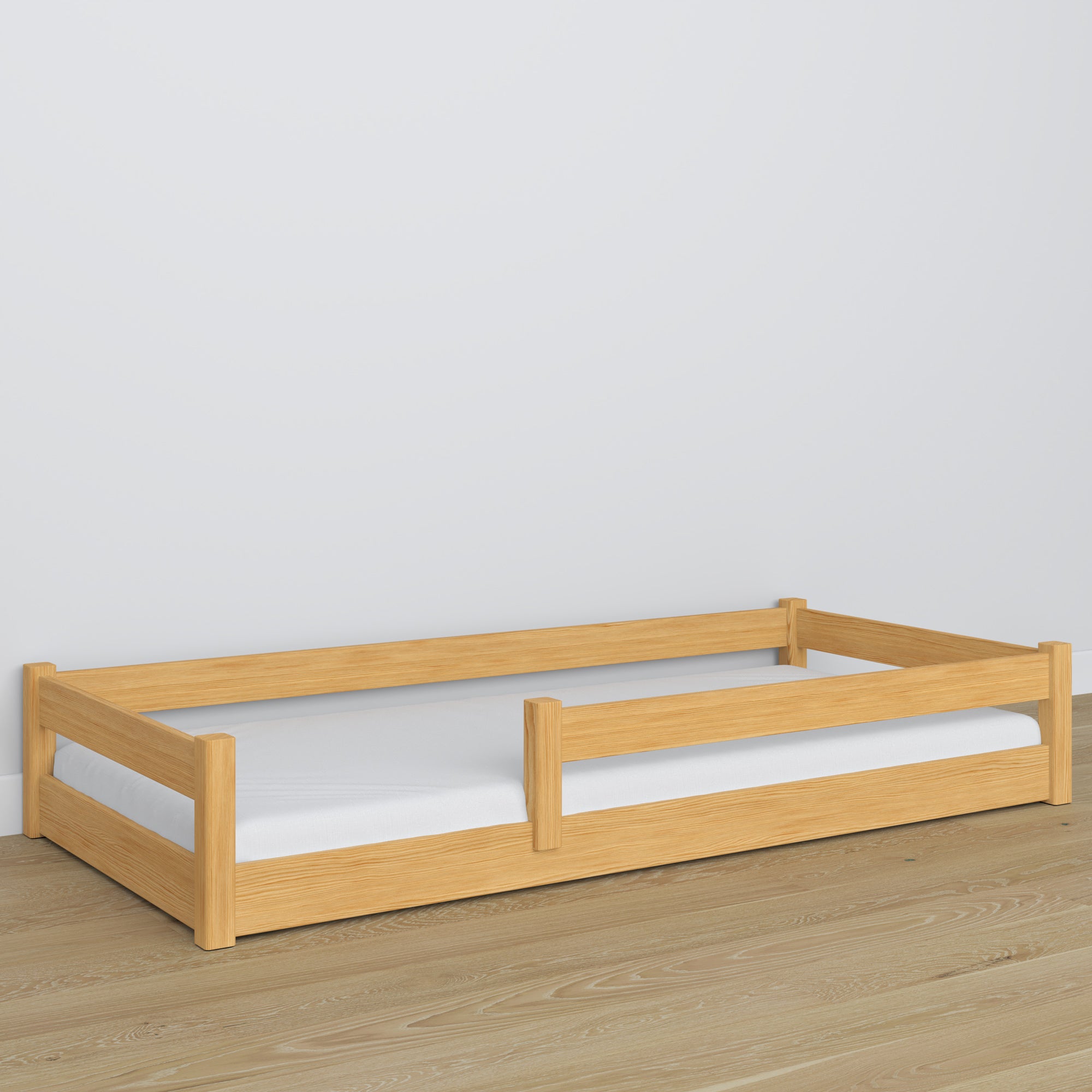Wooden low bed N02 natural pine