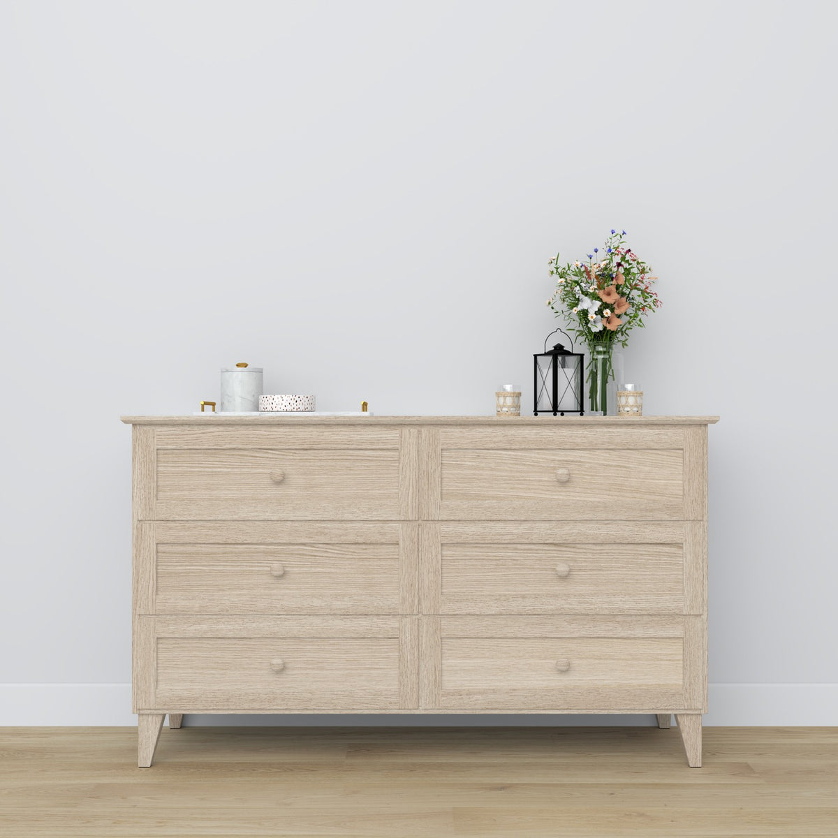 Oak chest of drawers 6S 154 Scandi oak bleached