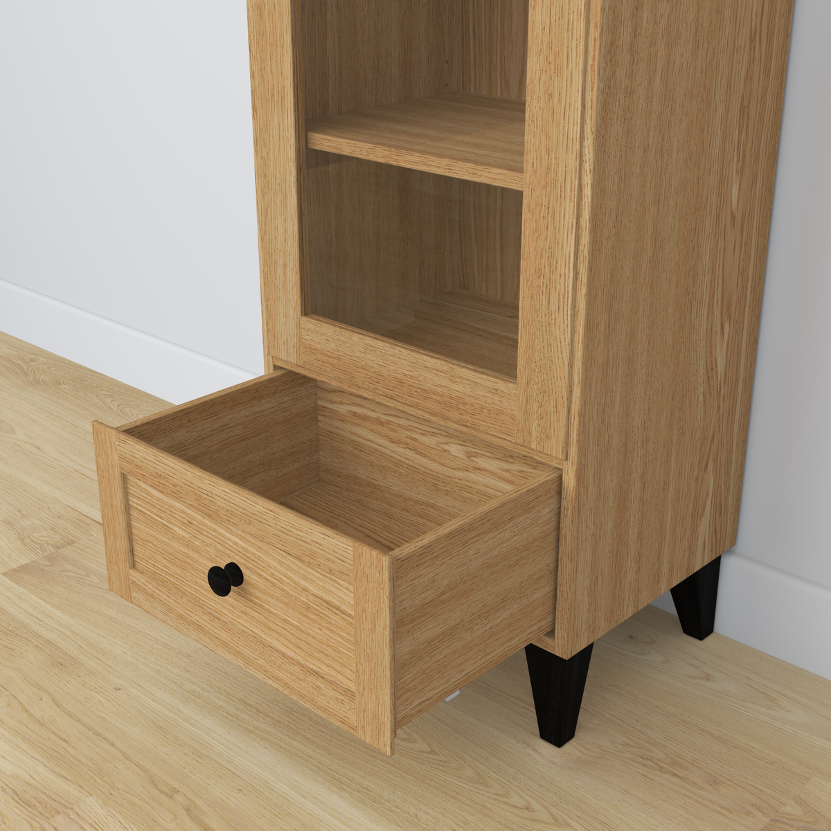 Oak Display Cabinet 1S 57 Scandi Black / Natural Oak