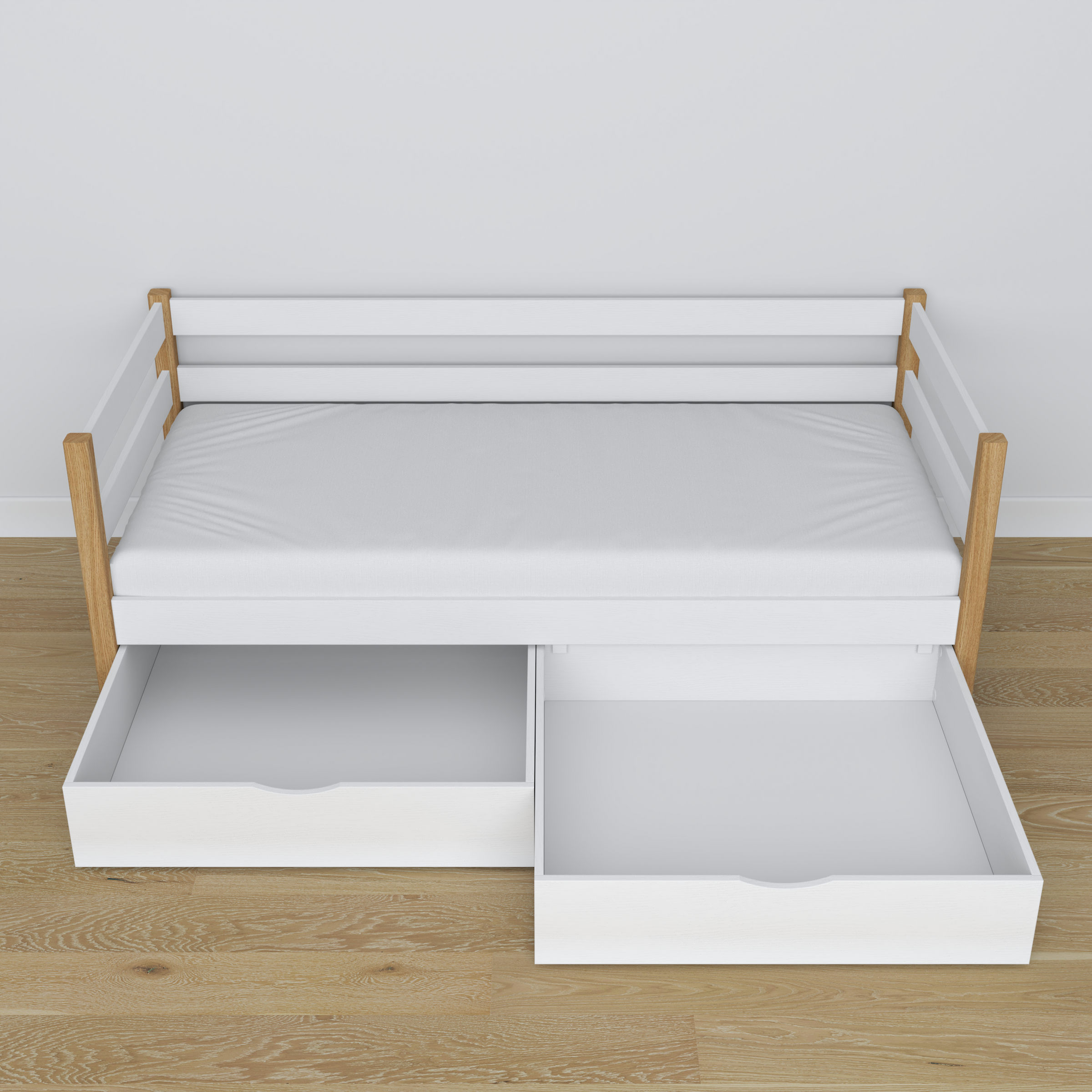 Łóżko sofa z szufladą N01 biało dębowy – dodatkowy widok, szuflada