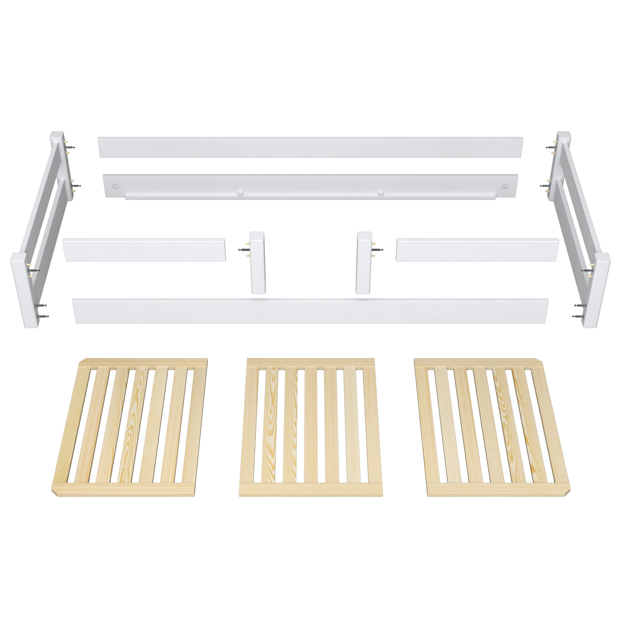 Wooden low bed N01 clear pine