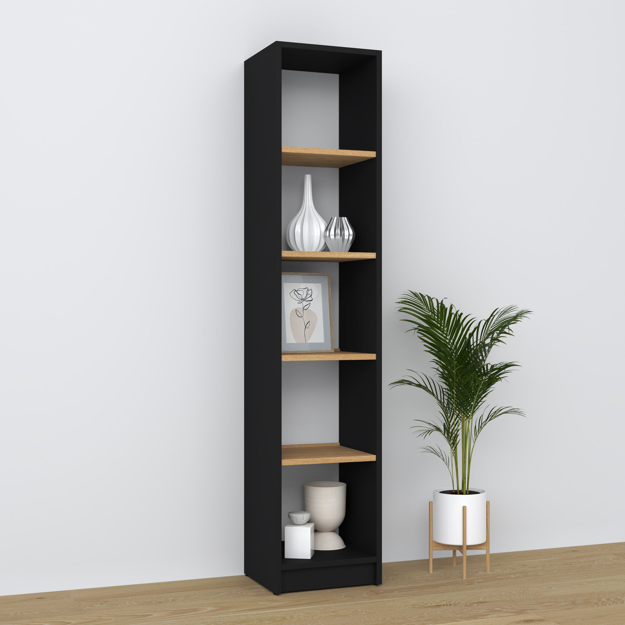 Wooden shelf N01 black / oak