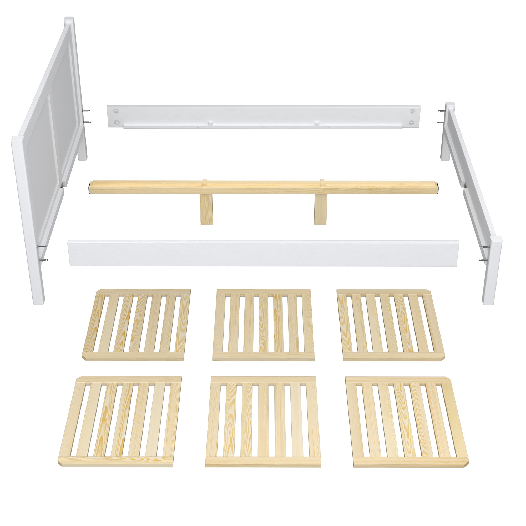 Double bed natural oak – oak slatted frame, Nizio Home