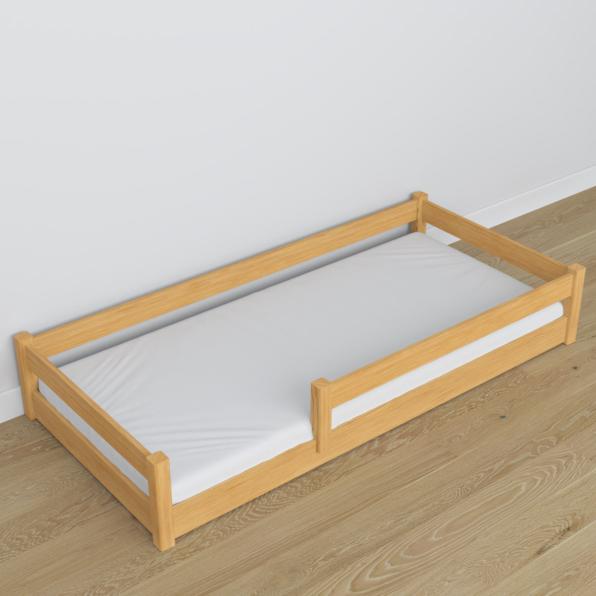 Wooden low bed N02 natural pine